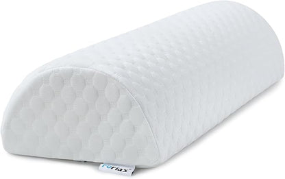 Forias Knee Pillow for Back Sleeping, Memory Foam Leg Pillow for Side Sleeping Bolster Pillow for Legs Elevation Half Moon Leg Elevation Pillow for Knee Lumbar Support, Ankle Rest and Foot Comfort