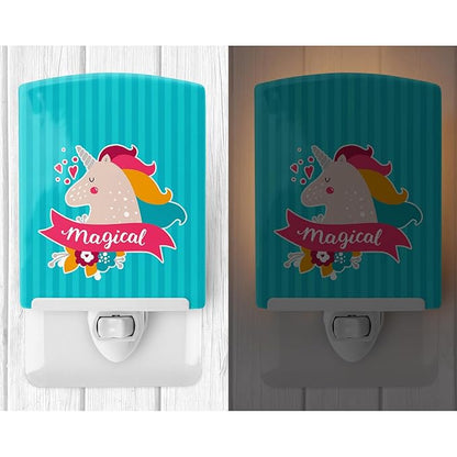 Caroline's Treasures BB7141CNL Unicorn Magical Ceramic Night Light Compact, UL-Certified, Ideal for Bedroom, Bathroom, Nursery, Hallway, Kitchen, 6x4x3, Multicolor