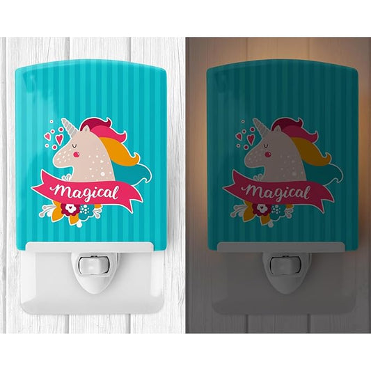 Caroline's Treasures BB7141CNL Unicorn Magical Ceramic Night Light Compact, UL-Certified, Ideal for Bedroom, Bathroom, Nursery, Hallway, Kitchen, 6x4x3, Multicolor