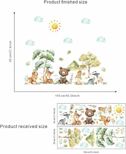 Jungle Animals with Tree Plant Wall Decals Monkey Lion Tiger Wall Stickers Baby Nursery Kids Room Living Room Home Decor (Animal5)
