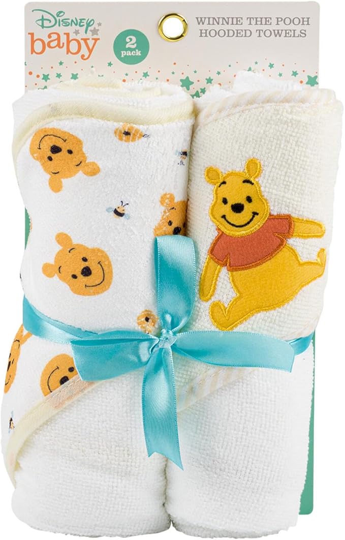 Winnie The Pooh Towels for Babies - Winnie The Pooh Towel Bundle includes Two Winnie The Pooh Hooded Towels, Create-A-Face Sticker Book, More | Winnie The Pooh Towel Set