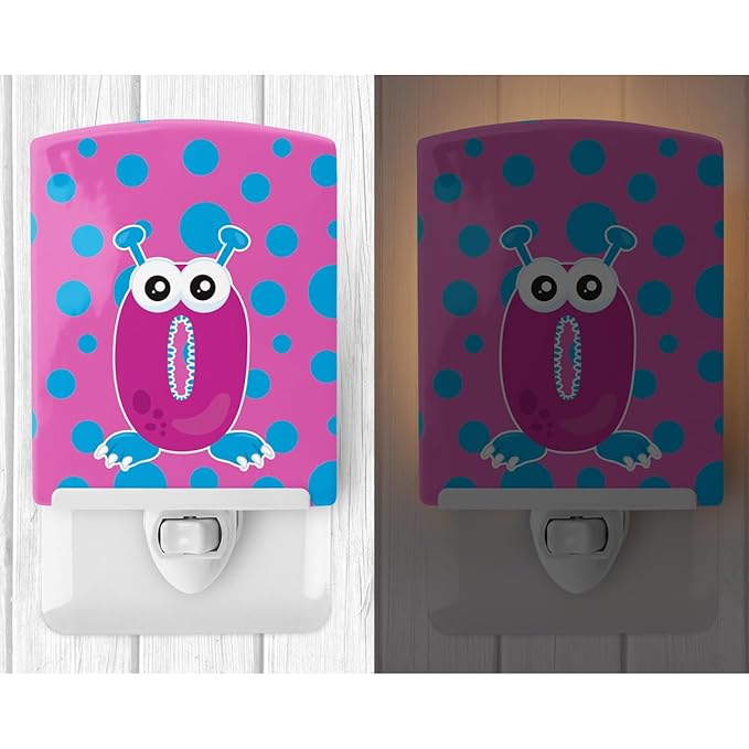 Caroline's Treasures BB8860CNL Monster Month 0 Ceramic Night Light Compact, UL-Certified, Ideal for Bedroom, Bathroom, Nursery, Hallway, Kitchen, 6x4x3, Multicolor