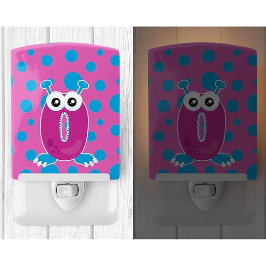 Caroline's Treasures BB8860CNL Monster Month 0 Ceramic Night Light Compact, UL-Certified, Ideal for Bedroom, Bathroom, Nursery, Hallway, Kitchen, 6x4x3, Multicolor