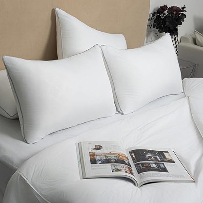 Pillows for Sleeping 2 Pack Bed Pillow Set of 2 for Side Back and Stomach Sleepers Down Alternative Filling Luxury Soft (White, Queen(2 Pack))