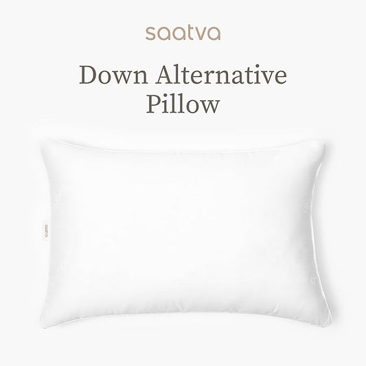 Saatva Down Alternative Pillow - Hypoallergenic Pillow with Plush & Airy Feel - Breathable Organic Cotton Cover - Lofty Microdenier Down Alternative - Queen (28"x16"), 1 Pack