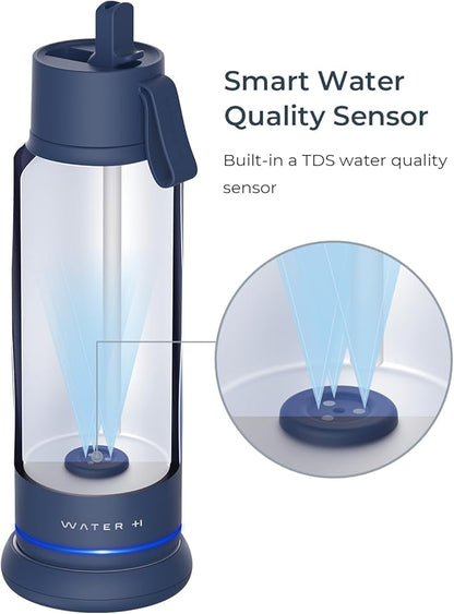 Vita Insulated Smart Water Bottle, Intake Tracker, Water Safety Analyzer, LED Reminder, BPA Free, 18 oz Double Wall Vacuum Stainless Steel Thermos (Flip Lid + Straw), Ideal Gift for Mom