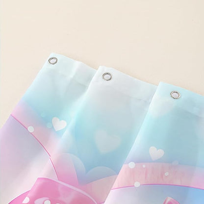 AILONEN Cute Sea Turtle Shower Curtain for Bathroom,Kawaii Turtle Pink Flower Print Bath Curtain 72" W*84" H,Girls Women Modern Decorative Waterproof Curtain with 12 Plastic Hooks