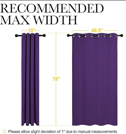 NICETOWN Purple Blackout Curtains 78 inches Long, Niose Reducing and Thermal Insulated Room Darkening Curtains for Girls Bedroom Living Room Window Decoration (55 inches Wide, 2 Panels)
