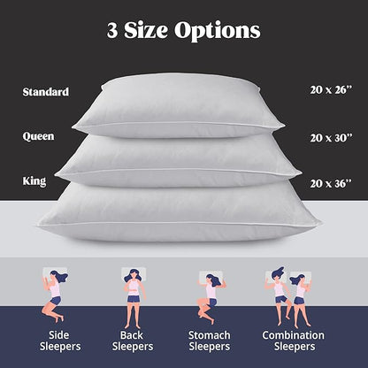 puredown® Soft Bed Pillows for Sleeping, Goose Feather Down Pillows Hotel Collection Queen Size of 2, Geometric Pattern Embossing Pillows for Back Stomach Side Sleepers (20 x 30, 2 Pack)
