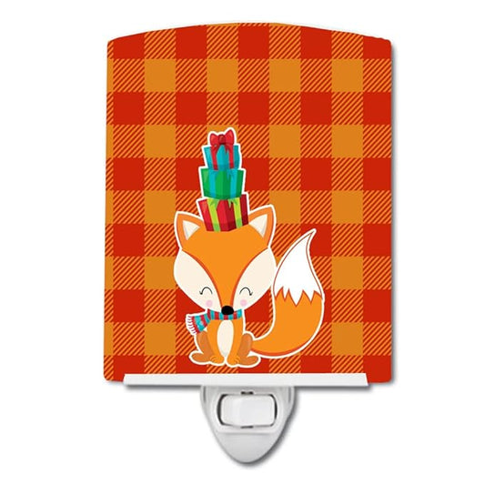 Caroline's Treasures BB9173CNL Christmas Fox Ceramic Night Light Compact, UL-Certified, Ideal for Bedroom, Bathroom, Nursery, Hallway, Kitchen, 6x4x3, Multicolor