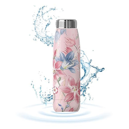 JOHNSMITH Hydrogen Water Bottle, Alkaline Water Bottle 15oz, Creates High pH Premium Water, Portable Insulated Stainless Steel Bottle Alpine Ore Filter Water Bottle for Sports, Outdoor, Office, Pink