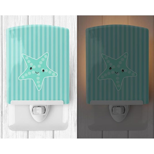 Caroline's Treasures BB7127CNL Starfish Ceramic Night Light Compact, UL-Certified, Ideal for Bedroom, Bathroom, Nursery, Hallway, Kitchen, 6x4x3, Multicolor
