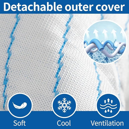 Shredded Memory Foam Pillows King Size Set of 2, Cooling Pillows for Sleeping That Stay Cold, Adjustable Firm Pillow for Side Back Stomach Sleepers with Washable Removable Cover