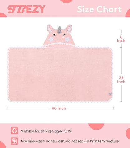 Hooded Towel for Kids 100% Cotton Ultra Soft with Unique Animal Design Large for Infants 3-10 Years (Unicorn)