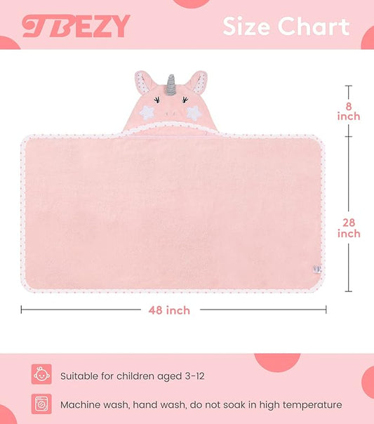 Hooded Towel for Kids 100% Cotton Ultra Soft with Unique Animal Design Large for Infants 3-10 Years (Unicorn)