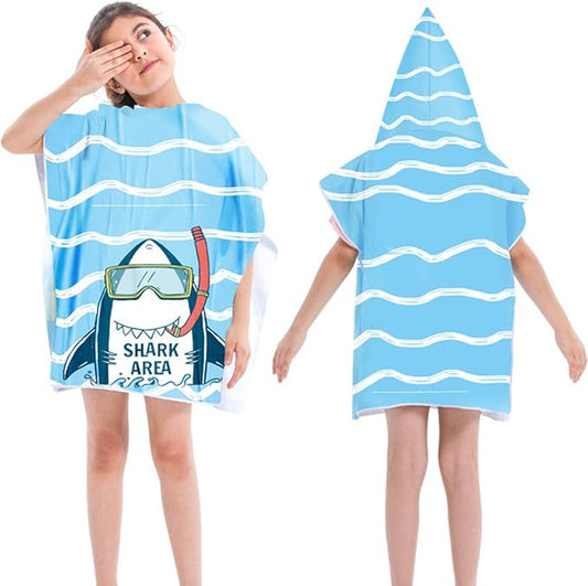 Hooded Kids Beach Towels - Soft Microfiber Poncho Towel for Ages 1 to 6, Quick Dry & Lightweight Swim Cover-ups, Ideal for Boys and Girls