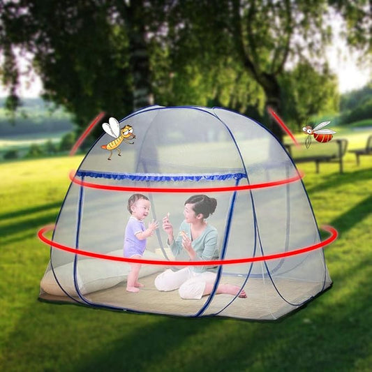 Pop-up Mosquito net Double Bed,L75x W47 x H55 in Double Door Zip Portable Tent Travel Mosquito net Free-Standing use one Compartment to Install Suitable for Bedroom no Hooks no Chemicals.