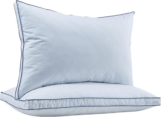 puredown King Size Pillows Set of 2, Feather Down Pillow Bed Sleeping Pillow, Cotton Shell Gusset Design Bed Pillow,King Pillows 2 Pack