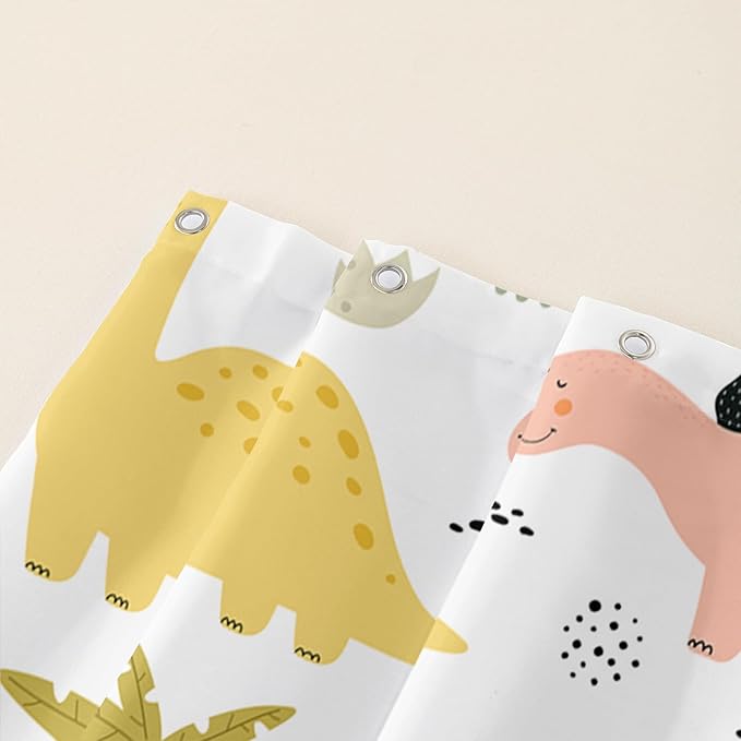 AILONEN Dinosaur Shower Curtain for Kids Boys Girls, Cute Kawaii Dinosaur Bathroom Curtain,Tropic Tree Leaves Printed Bath Curtain 72" W*78" H Polyester Waterproof Bathroom Curtain with 12 Hooks