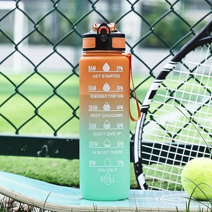 Motivational water bottle time marker 32oz