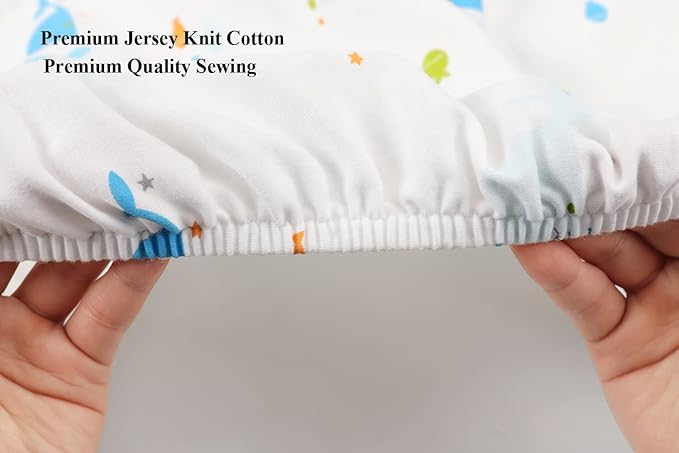 Bassinet Sheets Compatible with Graco Pack ‘n-Play Dome LX Bassinet (not Playard), 2 Pack, 100% Jersey Knit Cotton 190GSM, Ultra Soft Breathable, Dolphin and Whale