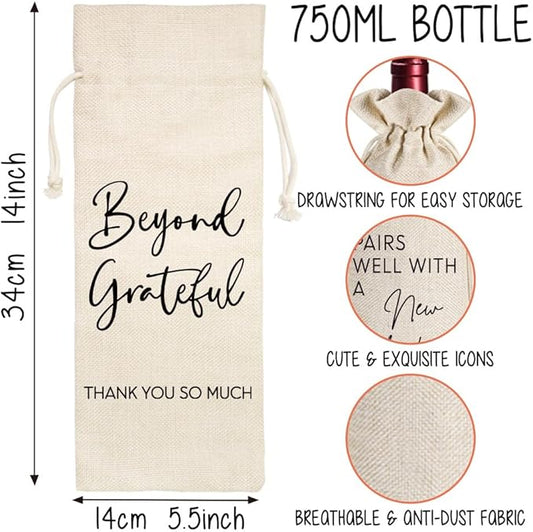 Qubereeree Beyond Grateful Thank You Wine Bag Graduation Appreciation Gifts Encouragement Gift for Wedding Baby Shower Bridal Shower, Thank You Big Enough for Everything You Did Card-15