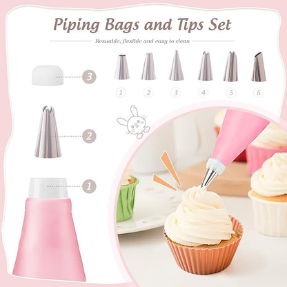 OESSUF Kids Baking Sets for Girls, Cooking Sets 38PCS Real Chef Easy Bake Toddler Montessori Kitchen Tools with Apron, Knife, Cutting Board, Little Girls Dress Up Gift
