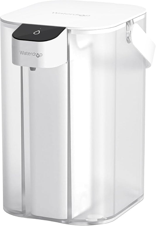 Waterdrop Alkaline Electric Water Filter Pitcher, Dispenser, NSF/ANSI 42, 200-Gallon, 5X Times Long-Life Countertop Water Filter System, Reduce PFOA/PFOS, Chlorine, Lead, 15-Cup, White, with 1 Filter