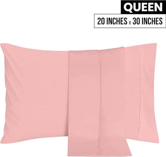 Utopia Bedding Queen Pillow Cases - 2 Pack - Envelope Closure - Soft Brushed Microfiber Fabric - Shrinkage and Fade Resistant Pillow Covers 20 X 30 Inches (Queen, Pink)