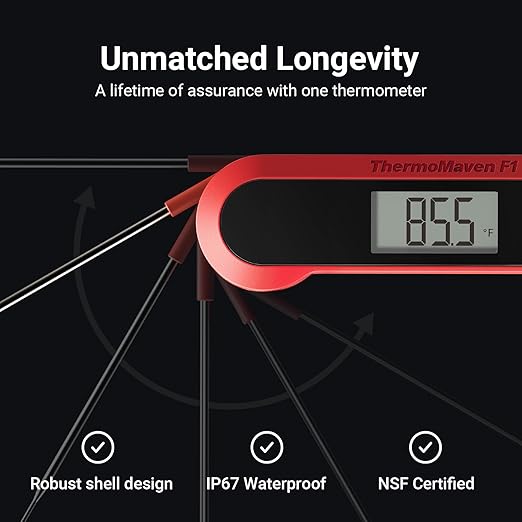 Professional Meat Thermometer Digital, 3X Faster (0.5sec) Instant Read with High Accuracy(±0.5°F), IP67 Waterproof & Backlit for Grill, BBQ, Oven, Smoker, Kitchen, Certified by NSF & NIST