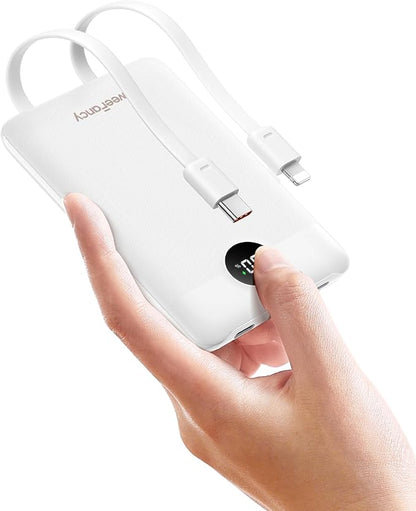 Mini Portable Charger for iPhone - 10000mAh Small PD 22.5W Fast Charging Power Bank with Built-in Cables - Travel Essentials USB C Slim Battery Pack Compatible with iPhone, Android, and More…