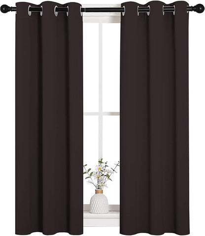 NICETOWN Blackout Curtain Panels for Bedroom Window, Triple Weave Microfiber Energy Saving Thermal Insulated Solid Grommet Blackout Draperies and Drapes (1 Pair, 29 inch by 45 inch, Toffee Brown)