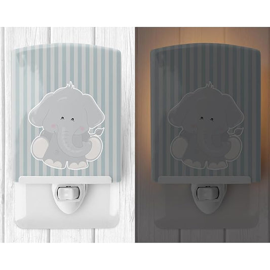 Caroline's Treasures BB8610CNL Elephant Al Ceramic Night Light Compact, UL-Certified, Ideal for Bedroom, Bathroom, Nursery, Hallway, Kitchen, 6x4x3, Multicolor