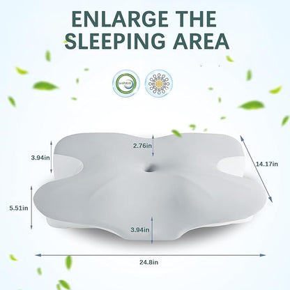 Cervical Neck Pillow for Pain Relief, Contour Memory Foam Pillows with Cooling Pillowcase, Neck Support Pillows for Sleeping, Ergonomic Orthopedic Pillow for Side, Back, Stomach Sleepers
