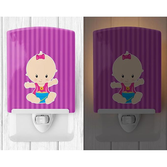 Caroline's Treasures BB8659CNL Beach Baby Girl Ceramic Night Light Compact, UL-Certified, Ideal for Bedroom, Bathroom, Nursery, Hallway, Kitchen, 6x4x3, Multicolor