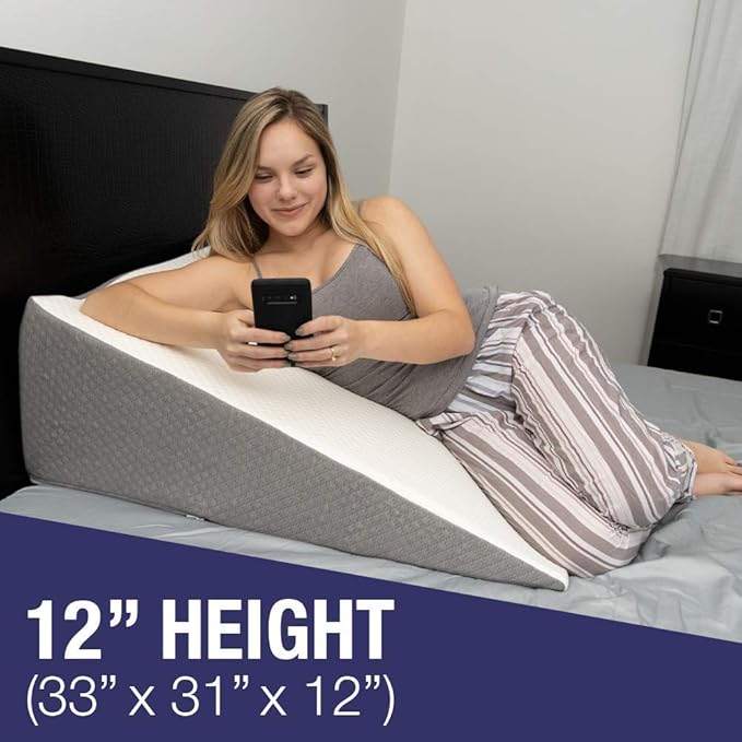 Kölbs Extra Wide Bed Wedge Pillow | Extra Large Bed Wedge Pillow (31” x 33”)| Memory Foam Top and Jacquard Cover| Wedge for Sleeping Acid Reflux GERD (Extra Wide 7.5" Height (31 x 33 x 7.5))