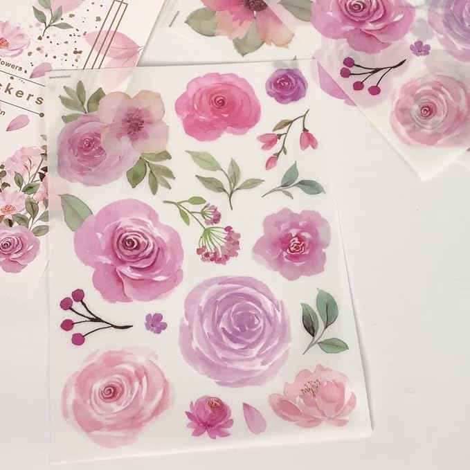 Pink Flower Wall Decals - Flower Peel and Stick Wall Stickers Vinyl Peony Floral Wall Stickers Pastel Flower Decor for Girls Bedroom Nursery Classroom Living Room (Pink Flower)
