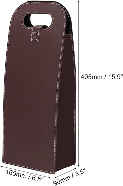PATIKIL 2 Bottle Wine Gift Bag, Wine Bag Reusable Leather Wine Tote Carrier for Wine Bottles Portable Champagne Gift Bags for Picnic Party Wedding, Brown