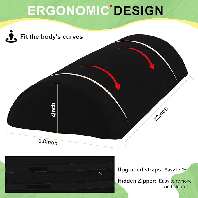 Recliner Foot Pillow High Resilience Foam - Leg Pillow for Sleeping Soft and Supportive Half Moon Bolster Pillow Recliner Pillows for Headrest Back Lumbar Support (Black)