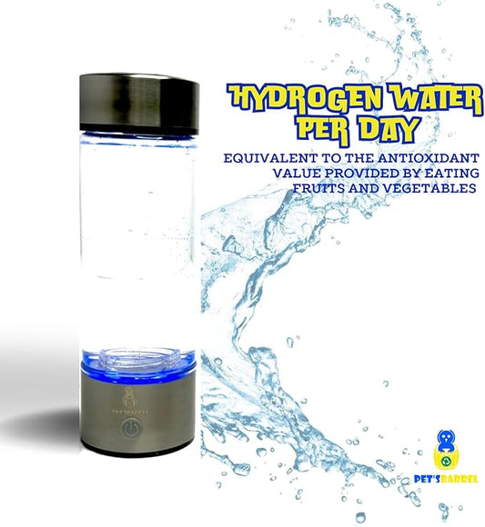 PET'SBARREL Hydrogen Water Bottle - Rapid 3-min Electrolysis Hydro Water Ionizer. Hydro water bottle. Water hydrogenator. Hydrohealth water bottle. Healthy hydration hydrogen water bottle generator