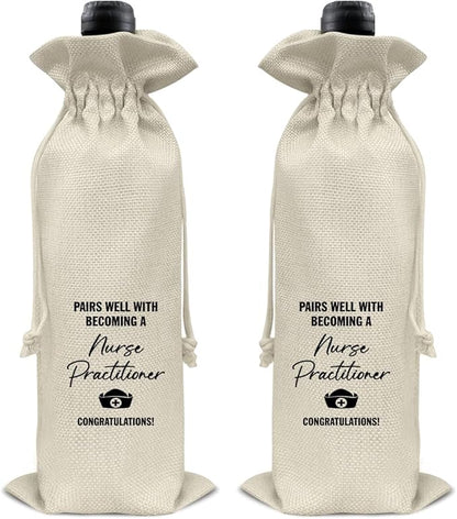 HOIJAUMAI Nurse Graduation Gifts Nurse Graduation Wine Bag Pairs Well with Becoming a Nurse Practitioner Wine Gift Bags for Women Her