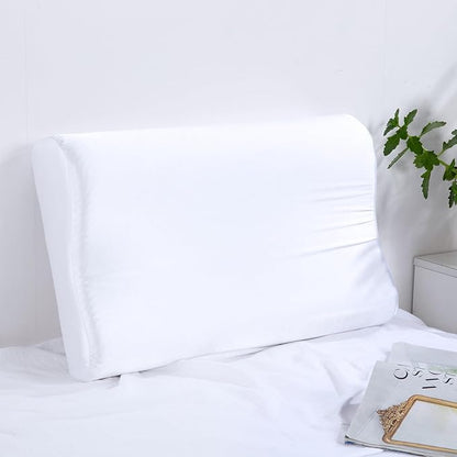 HOMBYS Satin Pillow Case for Contoured Support Pillow (DO NOT INCLUDE PILLOW) -Zippered Pillow Cover for Neck Pillow for Cervical 1 Pack-Silky, Smooth and Breathable (Wave Shape 20"x12.5")