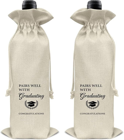 HOIJAUMAI Graduation Gifts for Men Women Graduation Wine Bag Pairs Well with Graduating Wine Gift Bags