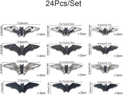 Halloween Wall Stickers Decorations Large Bat Wall Decals Supply Hollow Out Bats Decor Scary Bat Stickers for Wall Glass Mirror Living Room Home Kitchen Indoor Outdoor Halloween Decoration Clearance