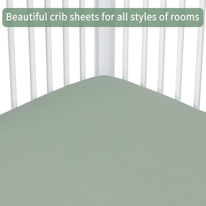 Baby Crib Sheets for Boys Girls, 2 Pack Fitted Crib Sheet for Standard Crib and Toddler Mattress, Soft Microfiber Baby Sheet 52x28x8in (Brown & Green)