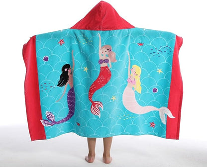 Hooded Towel for Kids, 100% Cotton Soft and Absorbent, Pool Bath Beach Swim Towel Wrap, Bathrobe Coverups for Girls and Boys, Extra Large:30"×50"(Mermaid)