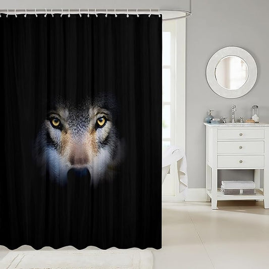 Feelyou Wolf Bath Curtain Wolves Howling Shower Curtain Kids Toddler Single woles Bathroom Shower Curtain Set Animal Wolves Kids Bathroom Accessories 72"x84"