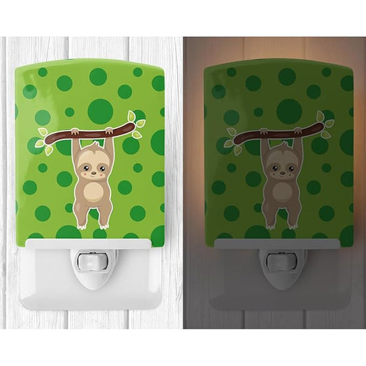 Caroline's Treasures BB9033CNL Sloth #2 Ceramic Night Light Compact, UL-Certified, Ideal for Bedroom, Bathroom, Nursery, Hallway, Kitchen, 6x4x3, Multicolor