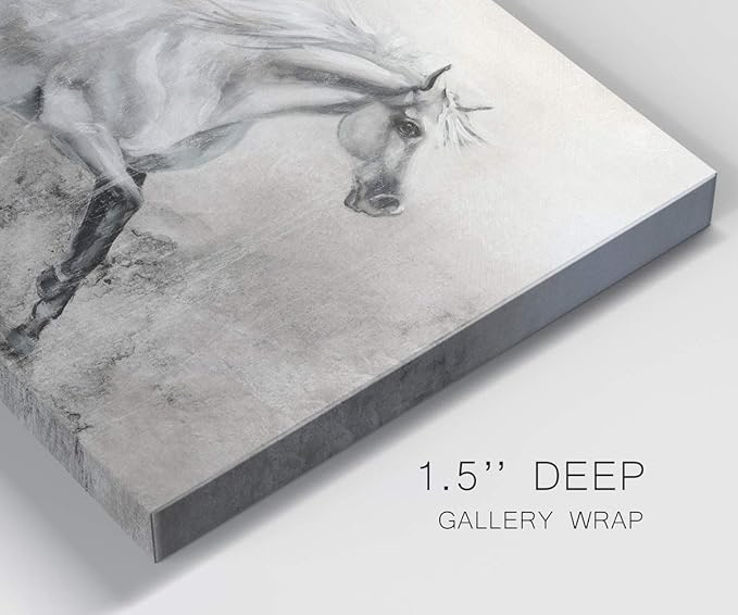 Renditions Gallery Canvas Animal Wall Art Modern Decorations Paintings Elegant Running Horse Abstract Black & White Figurative Artwork Prints for Bedroom Office Kitchen - 32"x48" LT33