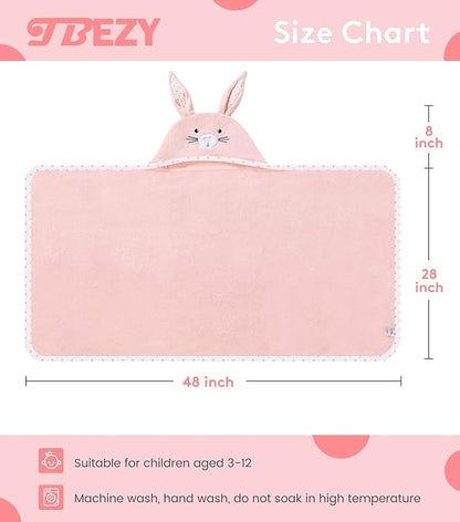 Hooded Towel for Kids 100% Cotton Ultra Soft with Unique Animal Design Large for Infants 3-10 Years (Bunny)